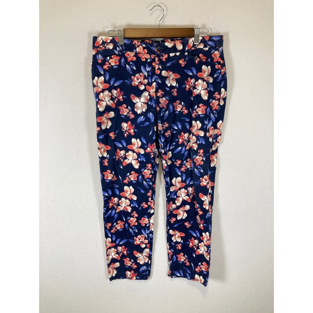 Floral Botanical Khakis‎ by Gap Women 10R Navy Blue Slim City Ankle Chino Pants